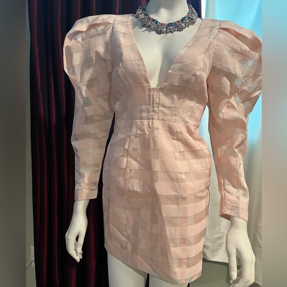 Asos Edition Organza Check Minidress with Extreme Sleeve - Picture 3 of 7